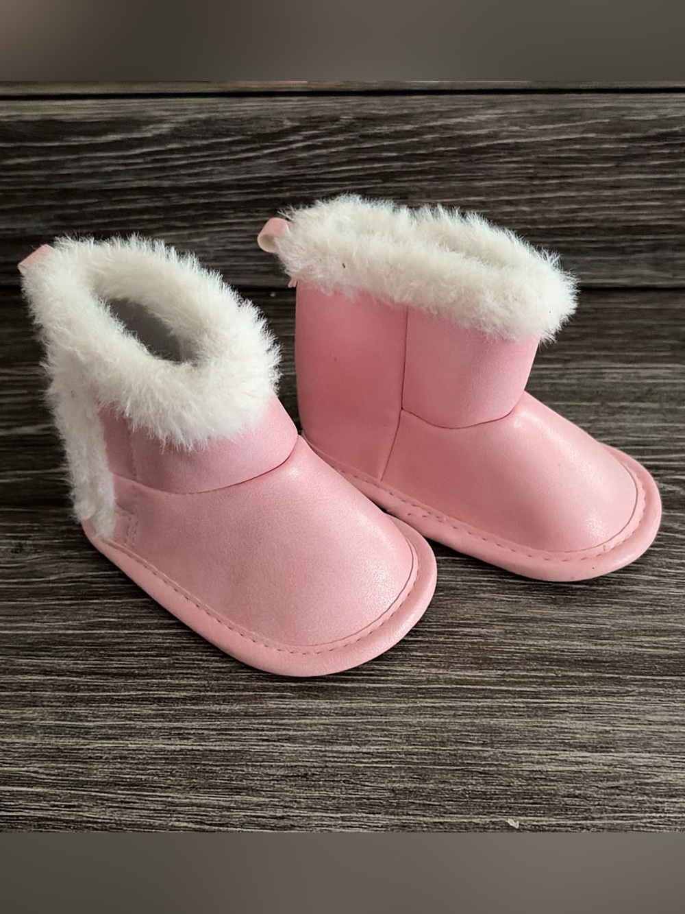 Light Pink Infant Boots with Faux Fur